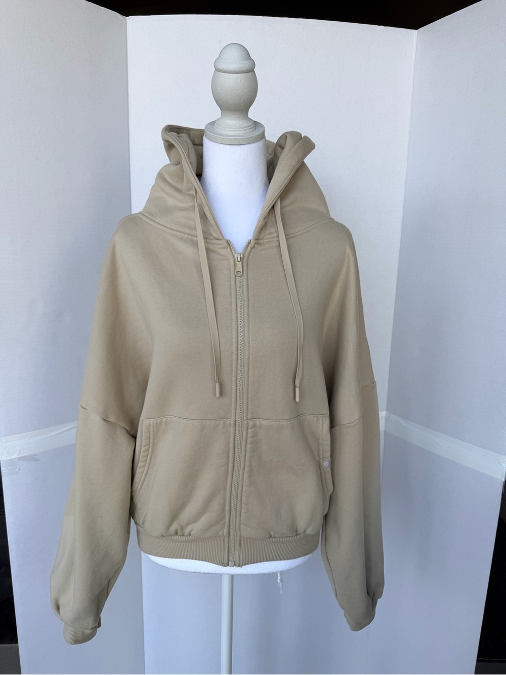Pop flex Beige Zip-Up Hooded Jacket